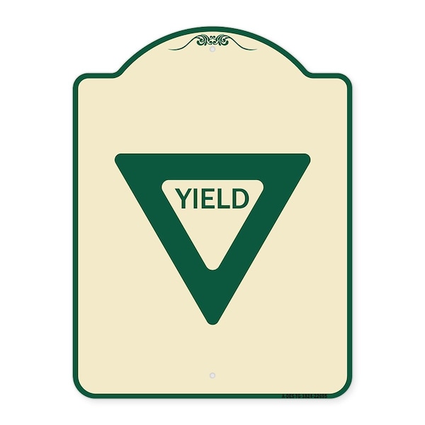 Signmission Designer Series Sign-Yield, Tan & Green Heavy-Gauge Aluminum Sign, 24" x 18", TG-1824-22695 A-DES-TG-1824-22695 - main